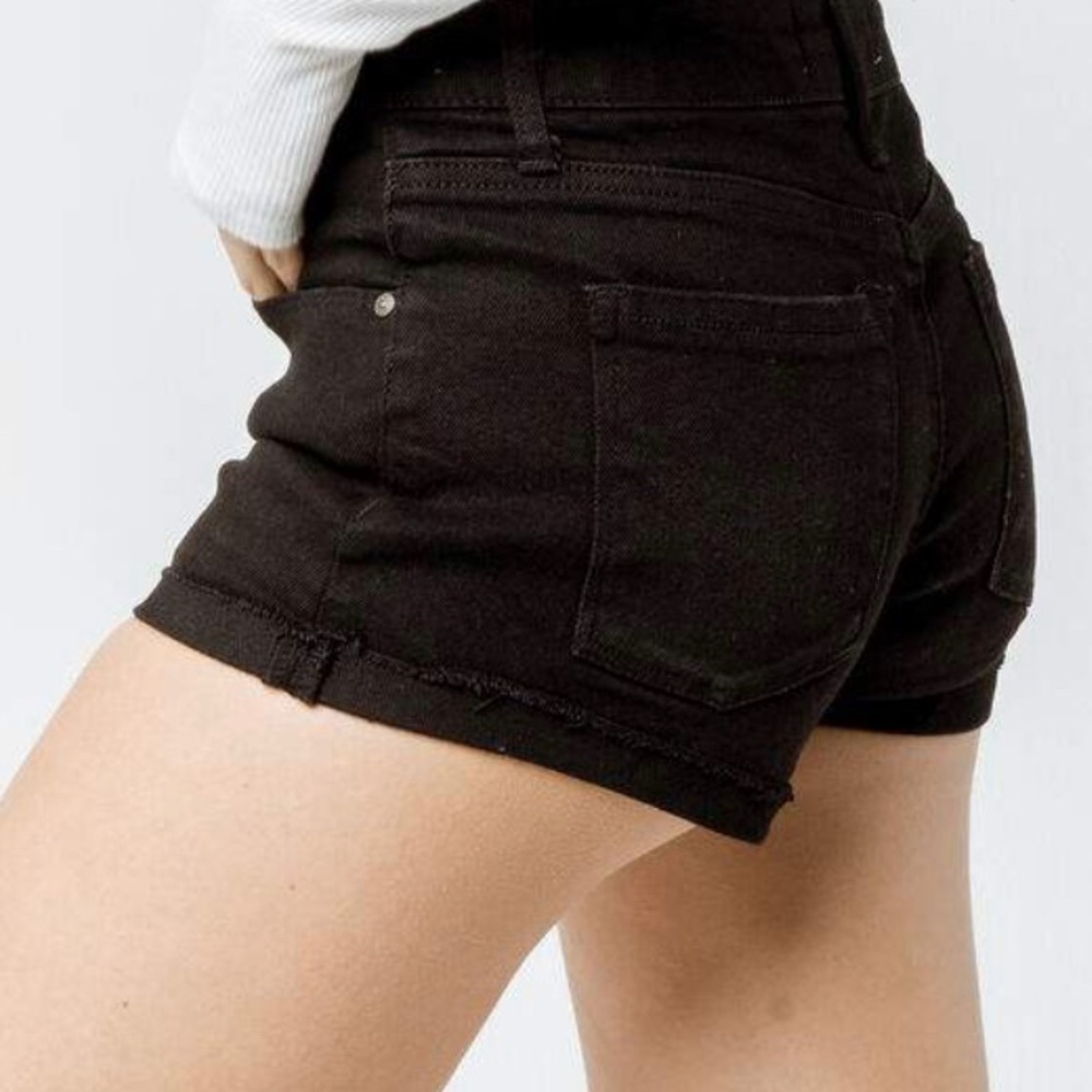 RSQ Malibu Cuff Womens Black Denim Shorts